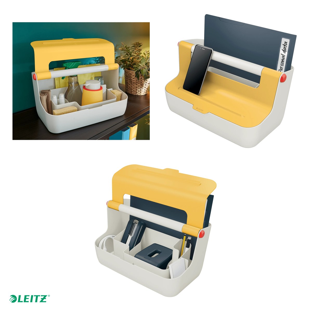 Cutie portabila cu organizator Leitz Cosy, PS, pentru transport, galben Chihlimbar [4]