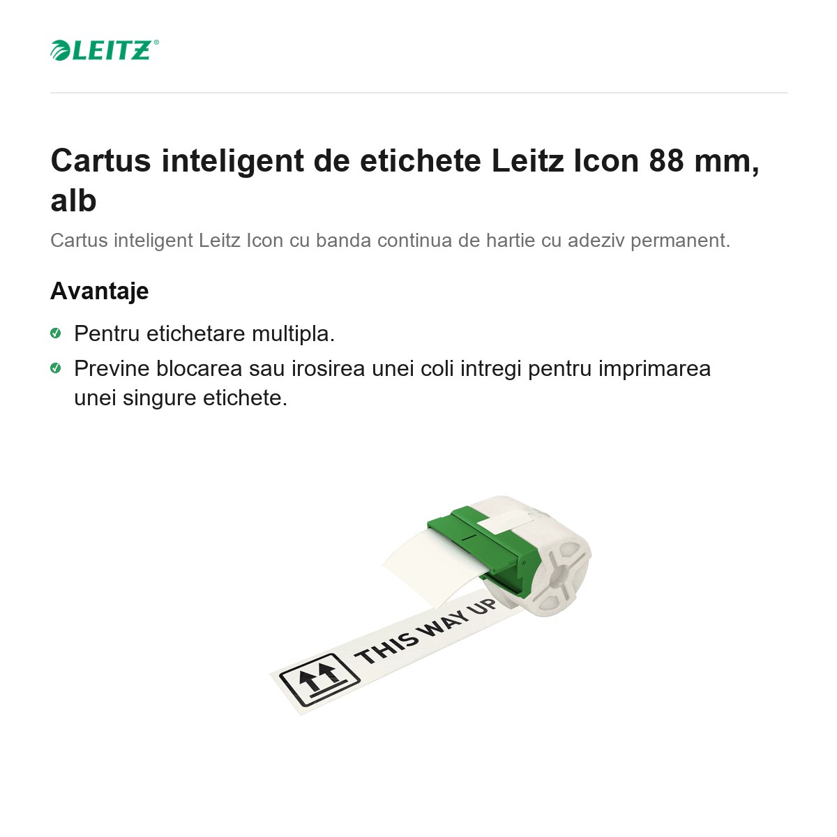 Cartus inteligent de etichete Leitz Icon 88 mm, alb [1]