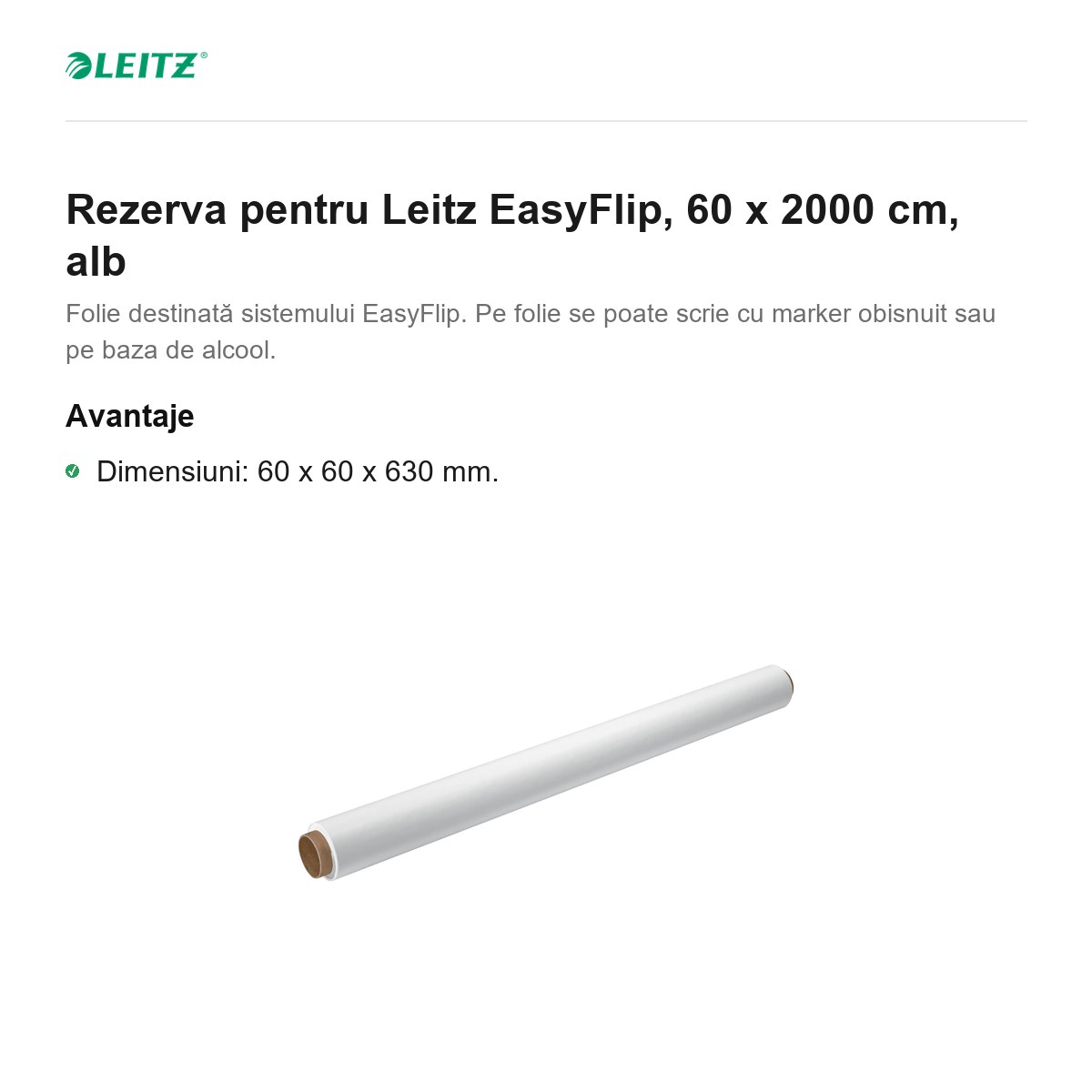 Rezerva pentru Leitz EasyFlip, 60 x 2000 cm, alb [1]