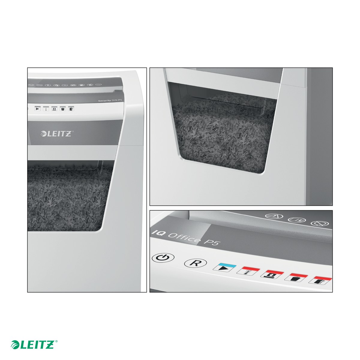 Distrugator documente manual Leitz IQ Office, P5, micro-cut (particule), taiere 10 coli, cos 23l, alb [4]