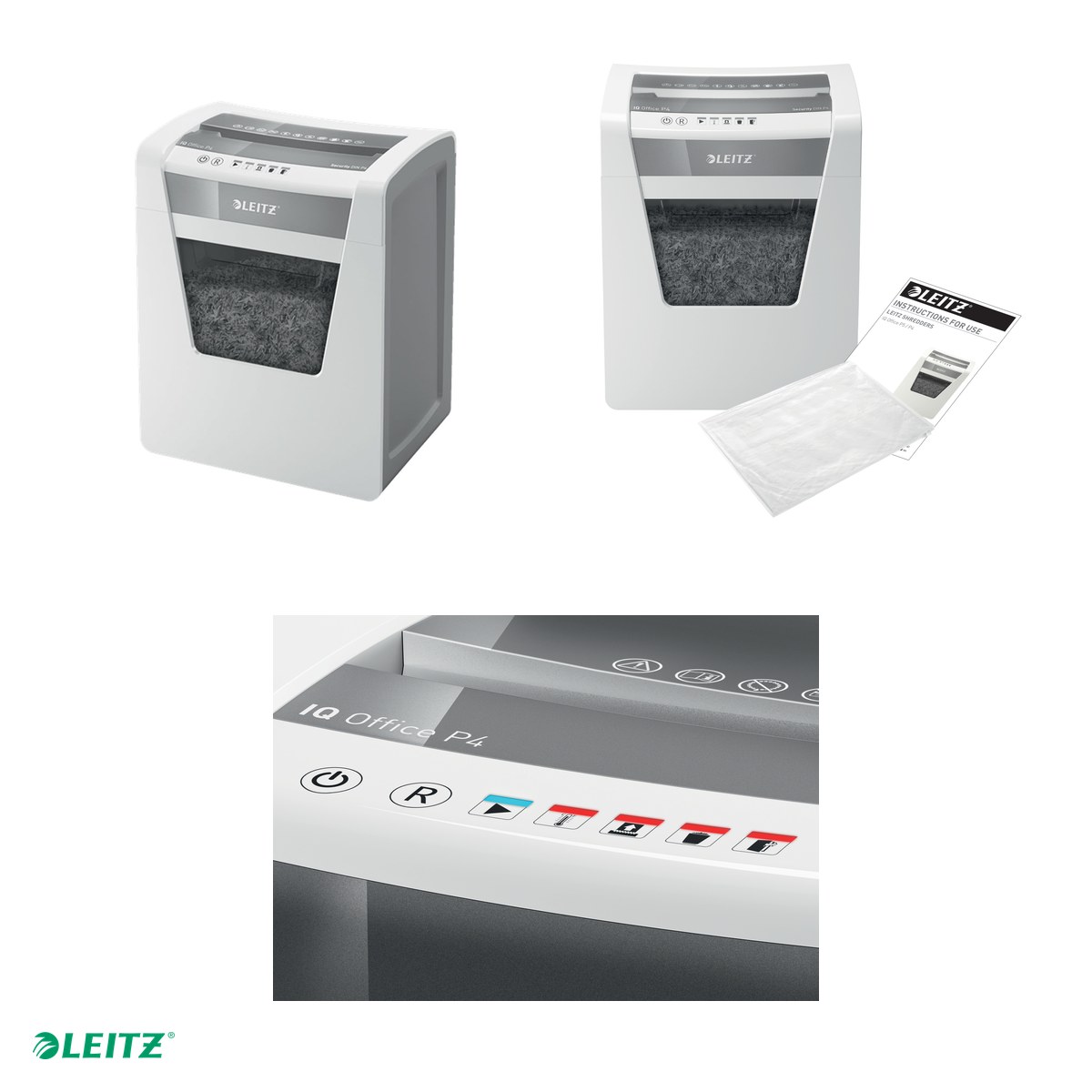 Distrugator documente manual Leitz IQ Office, P4, cross-cut (confeti), taiere 15 coli, cos 23l, alb [3]