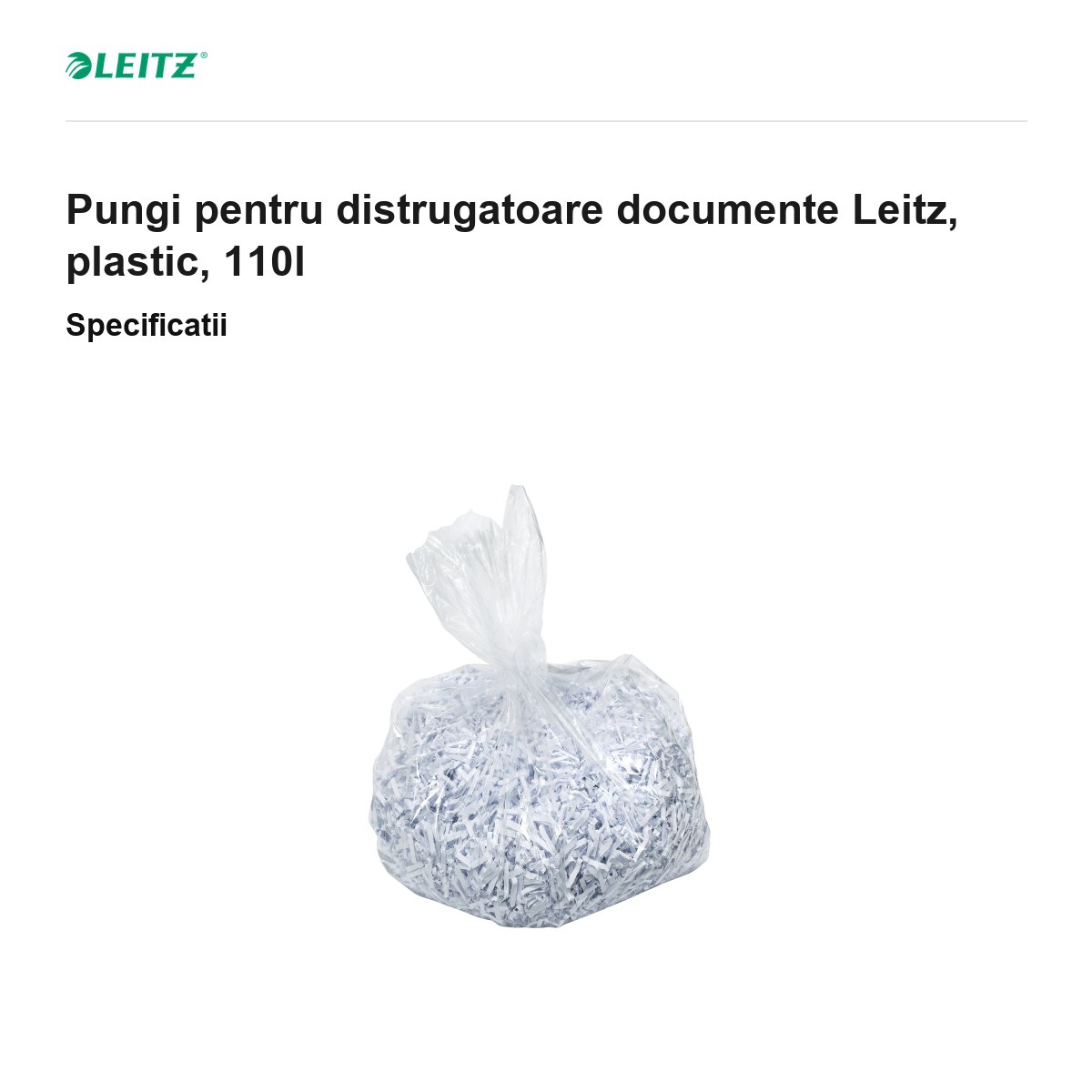 Set 20 pungi pentru distrugatoare documente Leitz, plastic, 110 l [2]