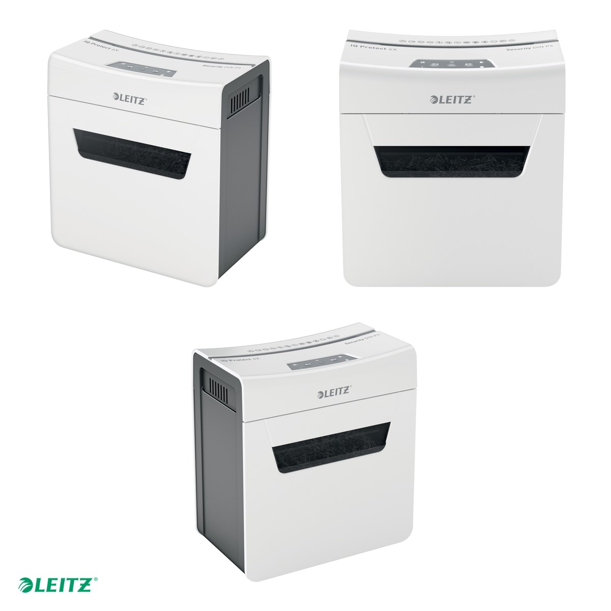 Distrugator documente manual Leitz IQ Protect 6X, P4, cross-cut (confeti), taiere 6 coli, cos 10l, alb [3]