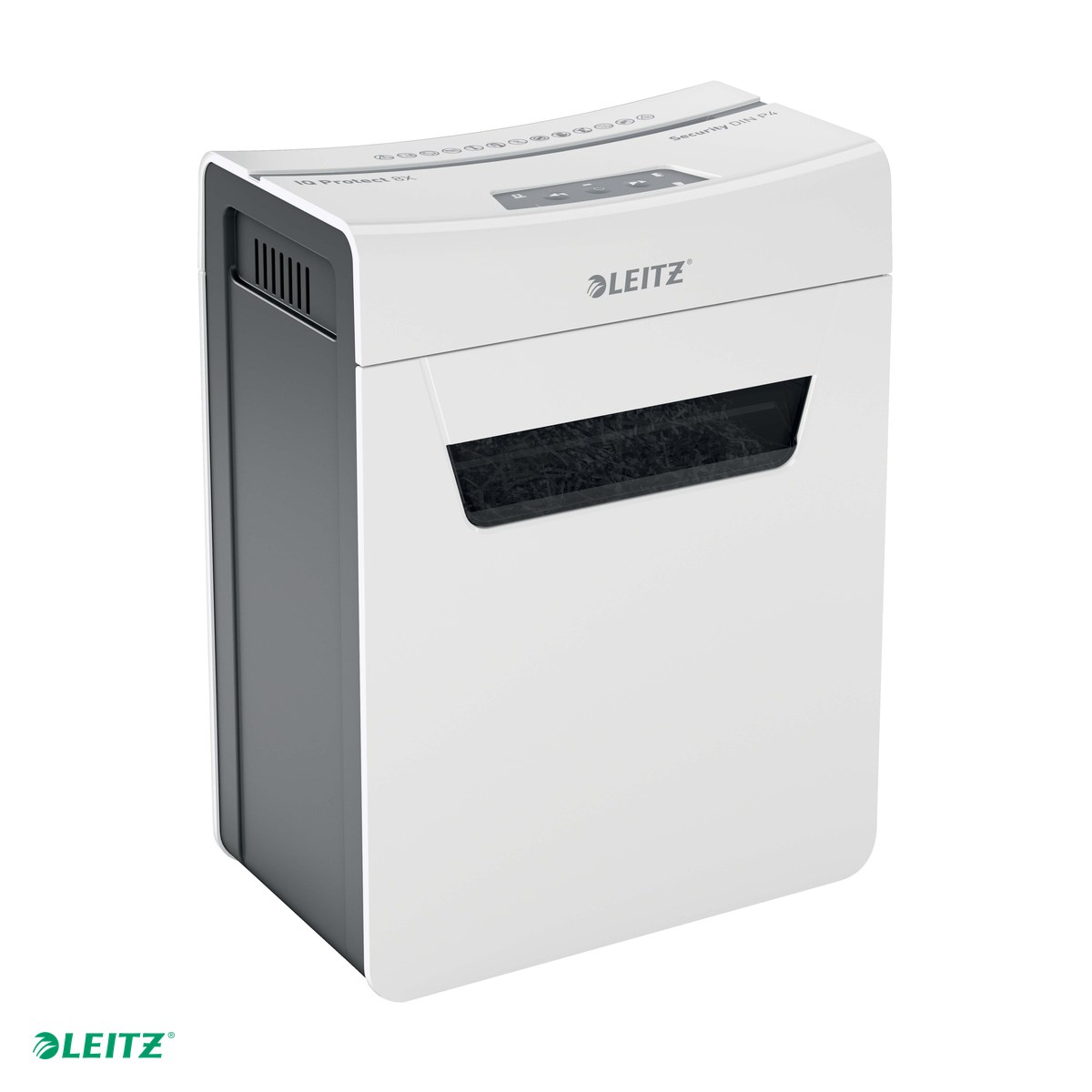 Distrugator documente manual Leitz IQ Protect 8X, P4, cross-cut (confeti), taiere 8 coli, cos 14l, alb [4]