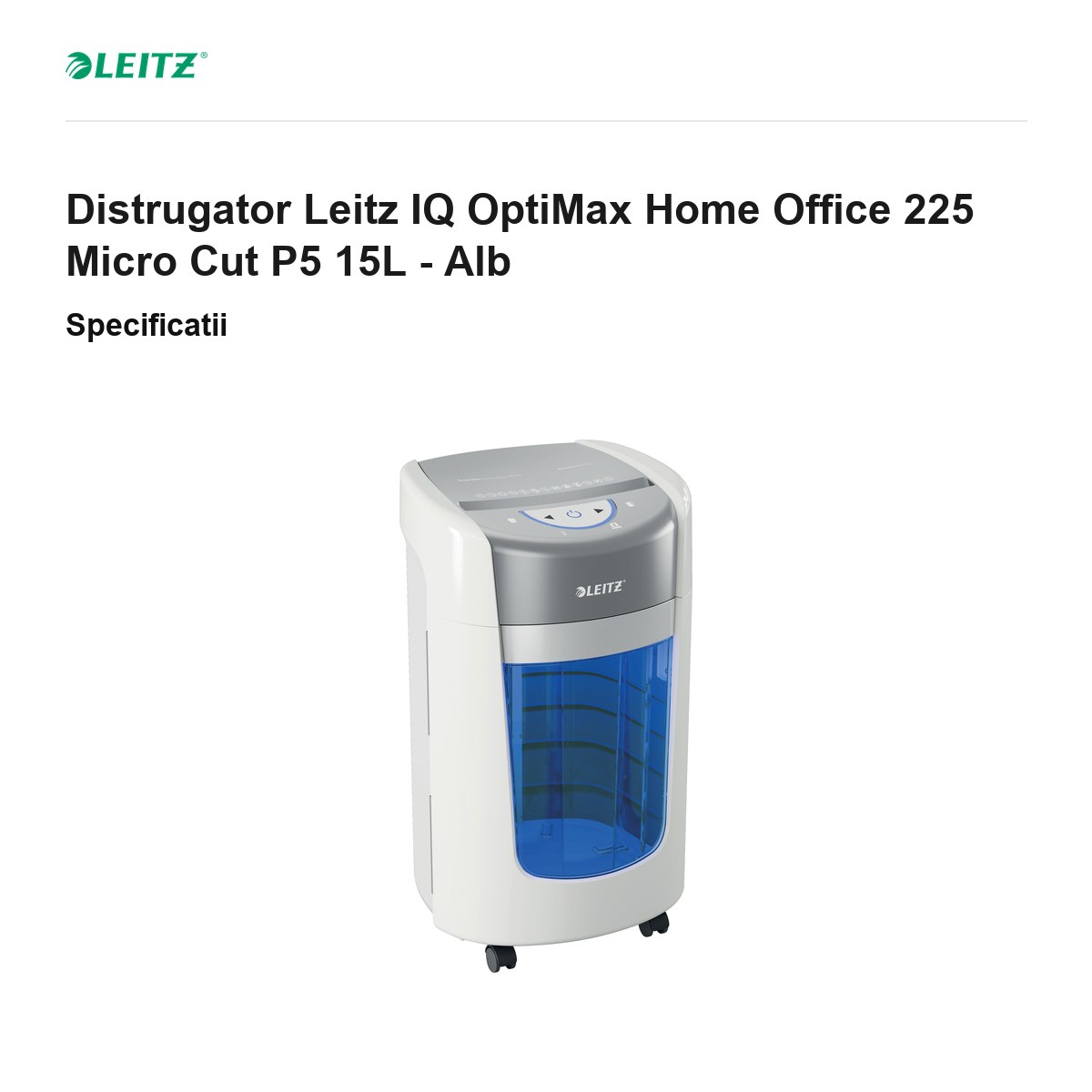 Distrugator Leitz IQ OptiMax Home Office 225 Micro Cut P5 15L - Alb [2]