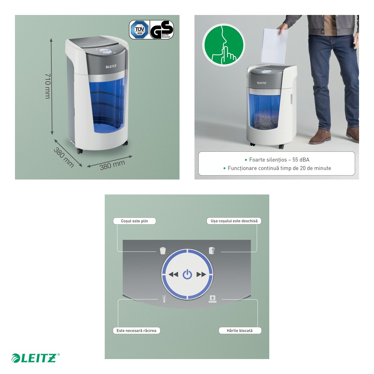 Distrugator Leitz IQ OptiMax Small Office 350 Micro Cut, P5 22L - Alb [3]