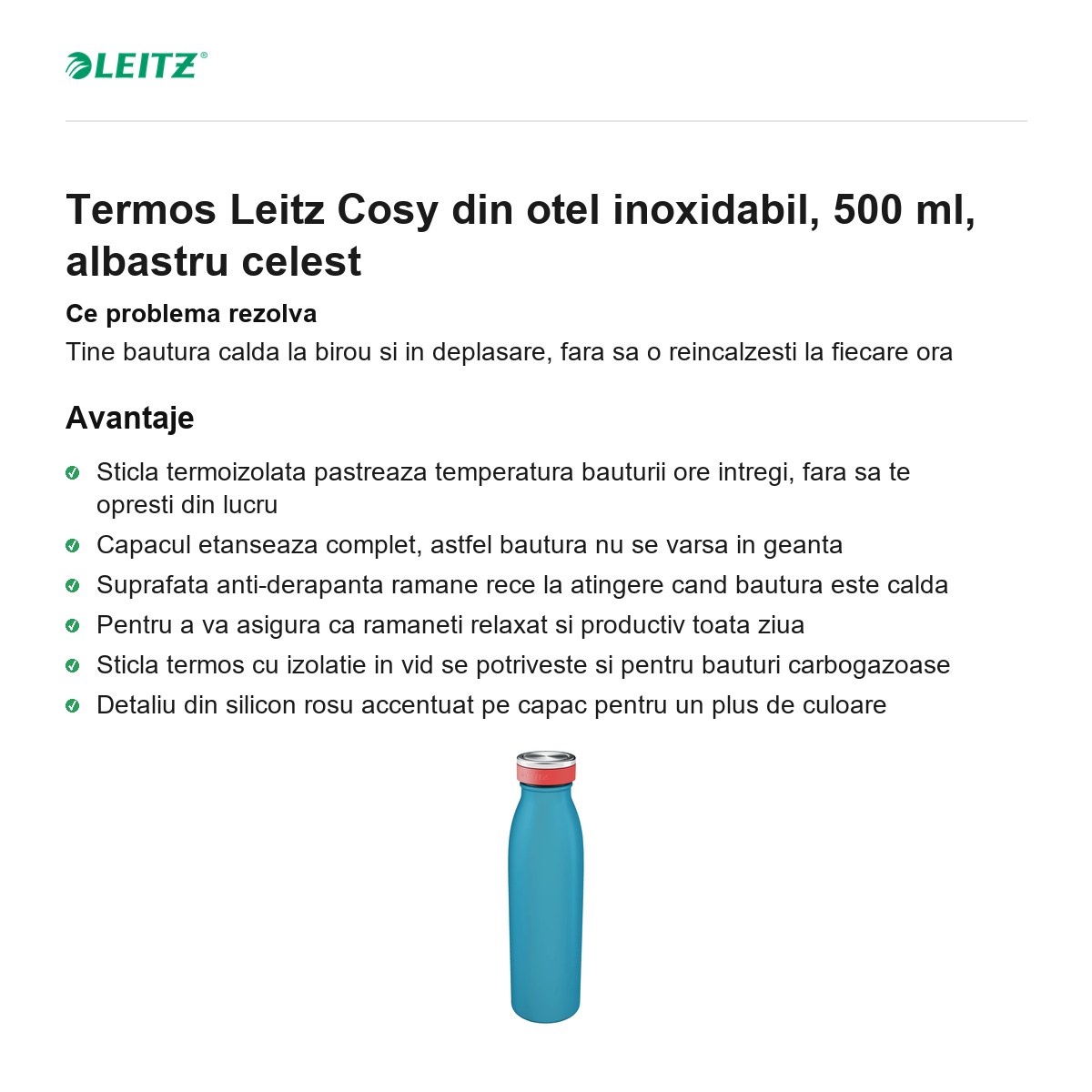 Termos Leitz Cosy din otel inoxidabil, 500 ml, albastru celest [1]