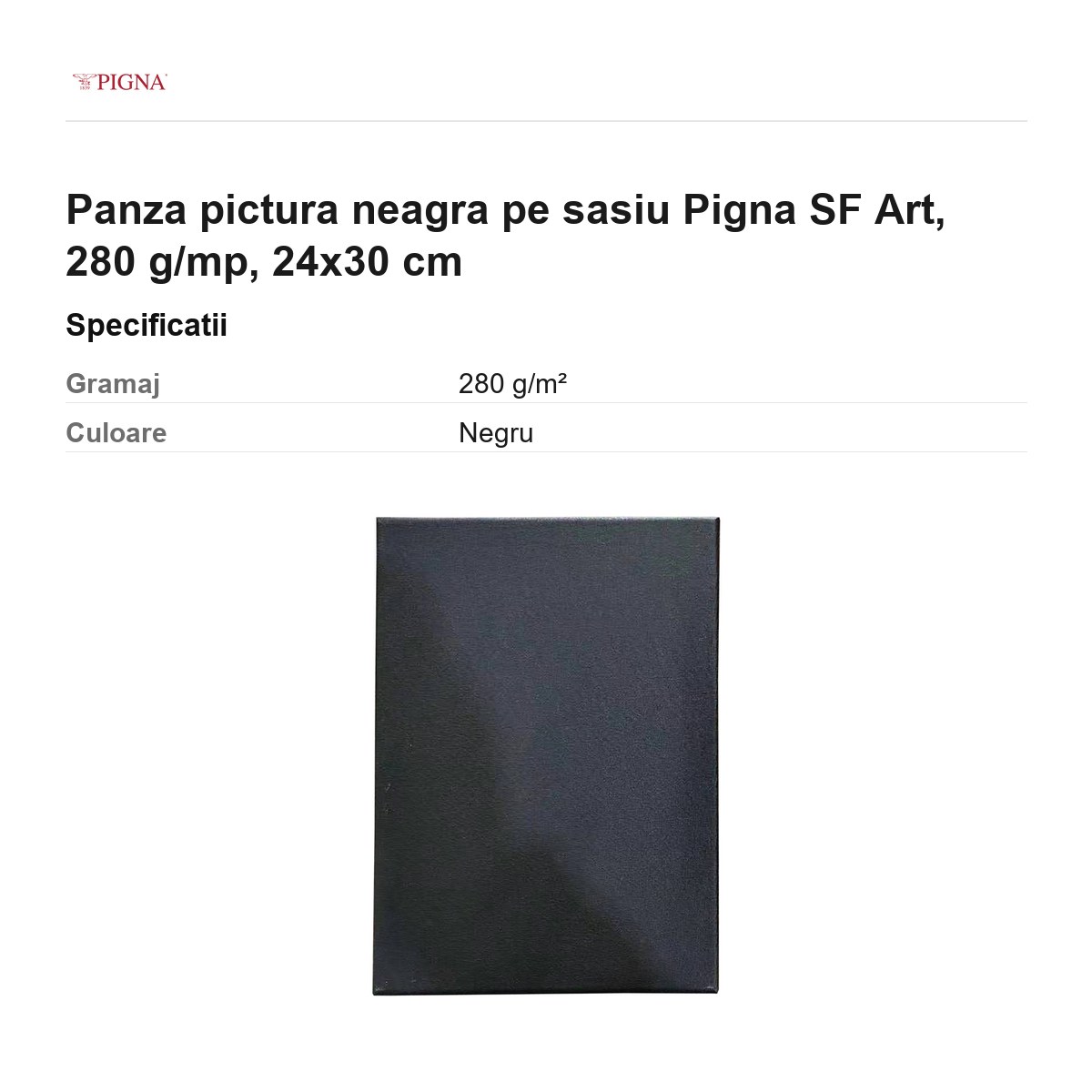 Panza pictura neagra pe sasiu Pigna SF Art, 280 g/mp, 24x30 cm [2]