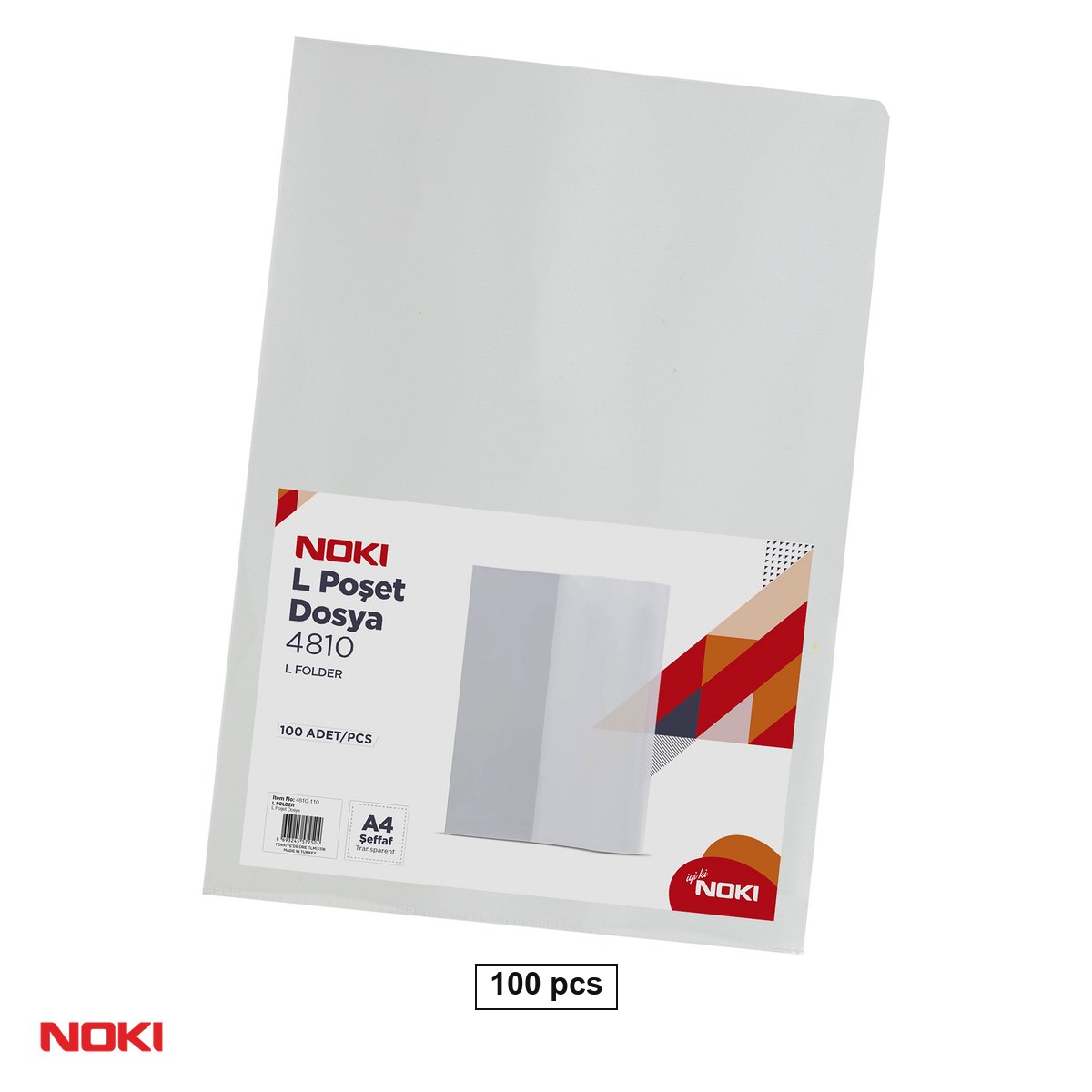 Birotica papetarie - Set 100 mape protectie NOKI A4 tip L, transparent, 217x310 mm
