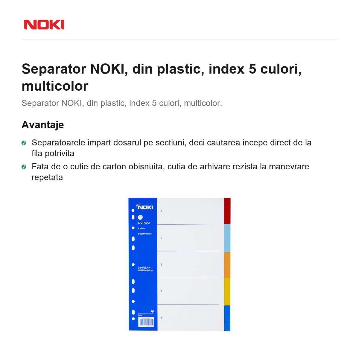 Separator NOKI, din plastic, index 5 culori, multicolor [1]
