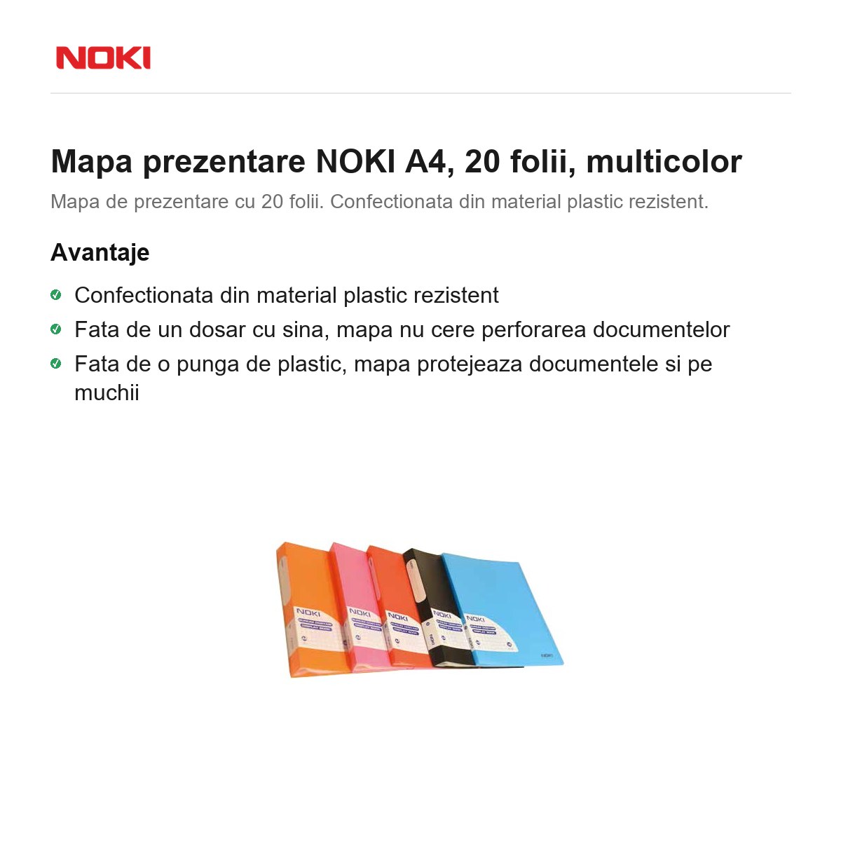 Mapa prezentare NOKI A4, 20 folii, multicolor [1]