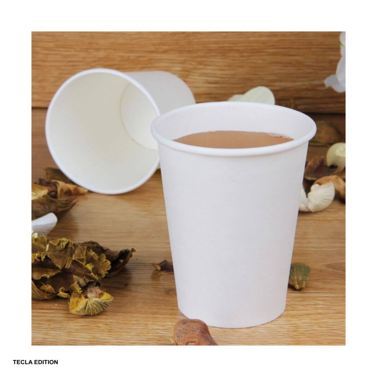 Set 50 pahare din carton 355 ml de unica folosinta pentru bauturi calde si reci, albe [3]