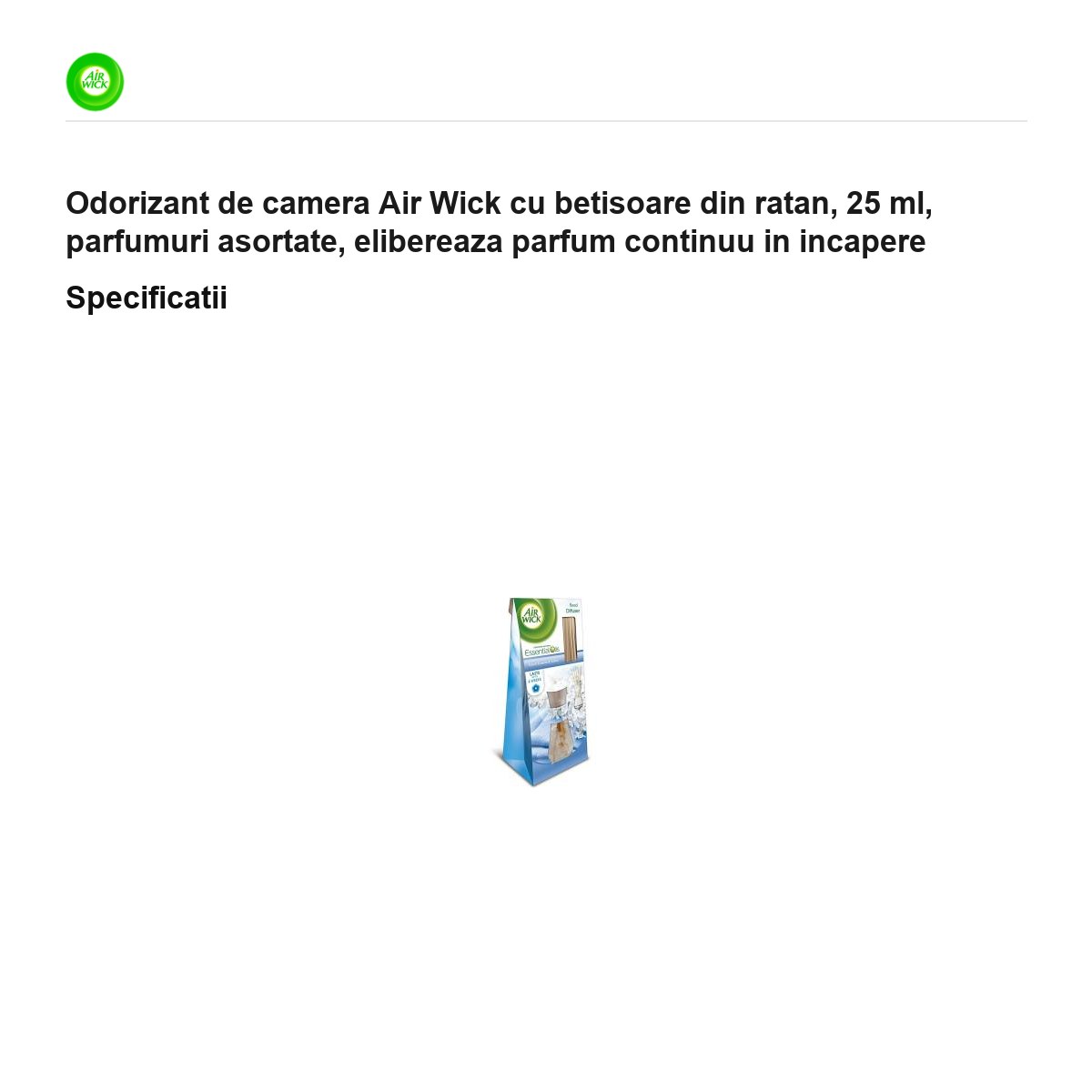 Odorizant de camera Air Wick cu betisoare din ratan, 25 ml, parfumuri asortate, elibereaza parfum continuu in incapere [2]