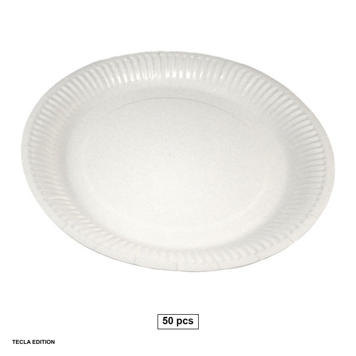 Vesela unica folosinta - Set 50 farfurii din carton biodegradabile si compostabile, pentru mancare calda si rece, nu permit scurgerea, diametru 23 cm, albe