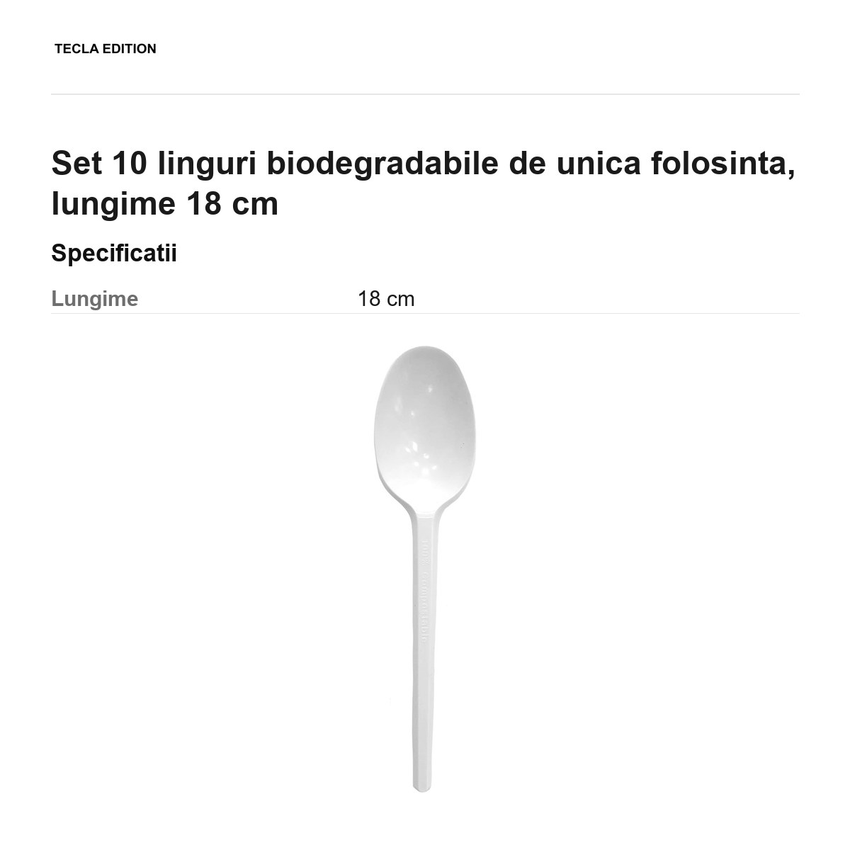 Set 10 linguri biodegradabile de unica folosinta, lungime 18 cm [2]