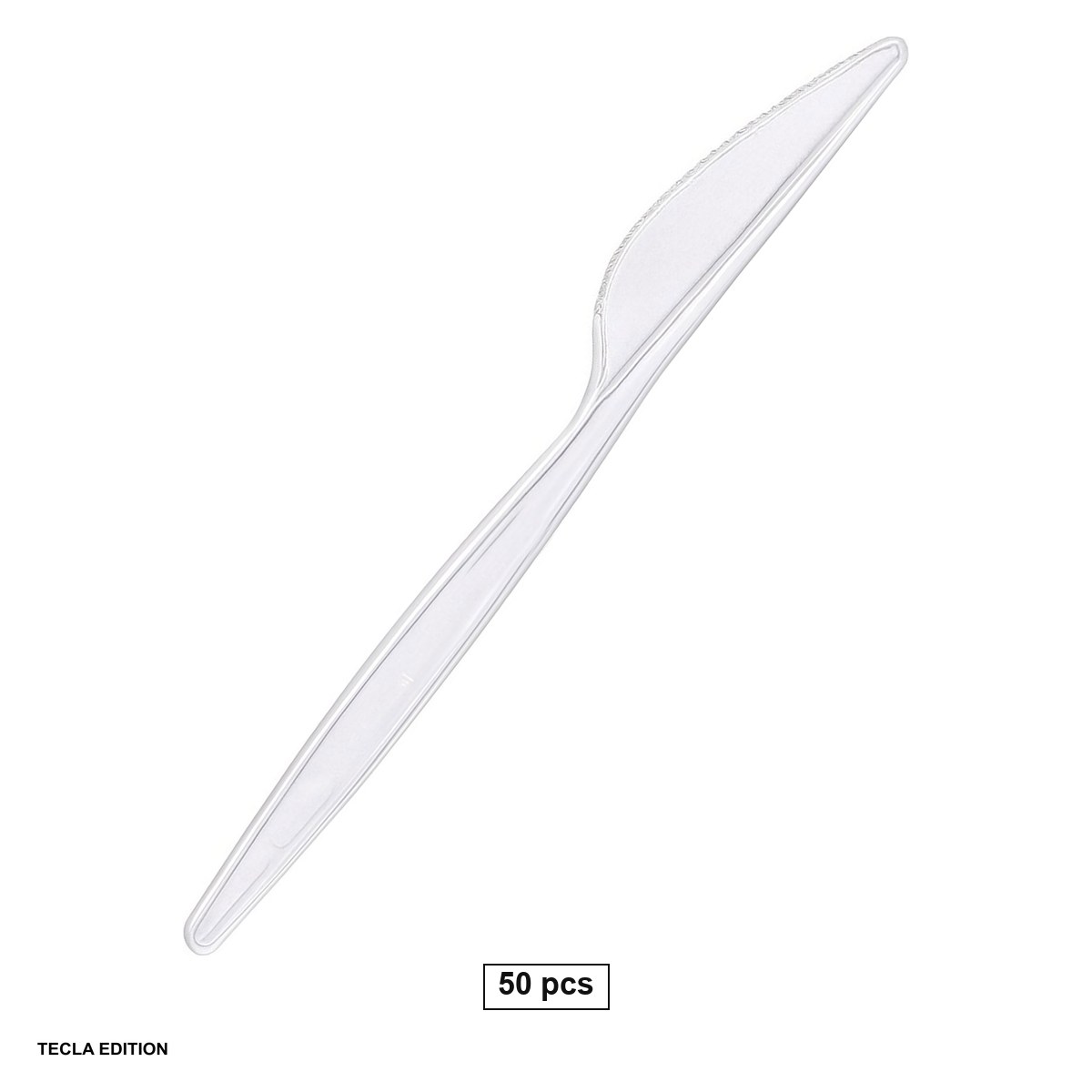 Vesela unica folosinta - Set 50 cutite 18-20 cm, reutilizabile si rezistente la temperaturi moderate, din plastic, albe