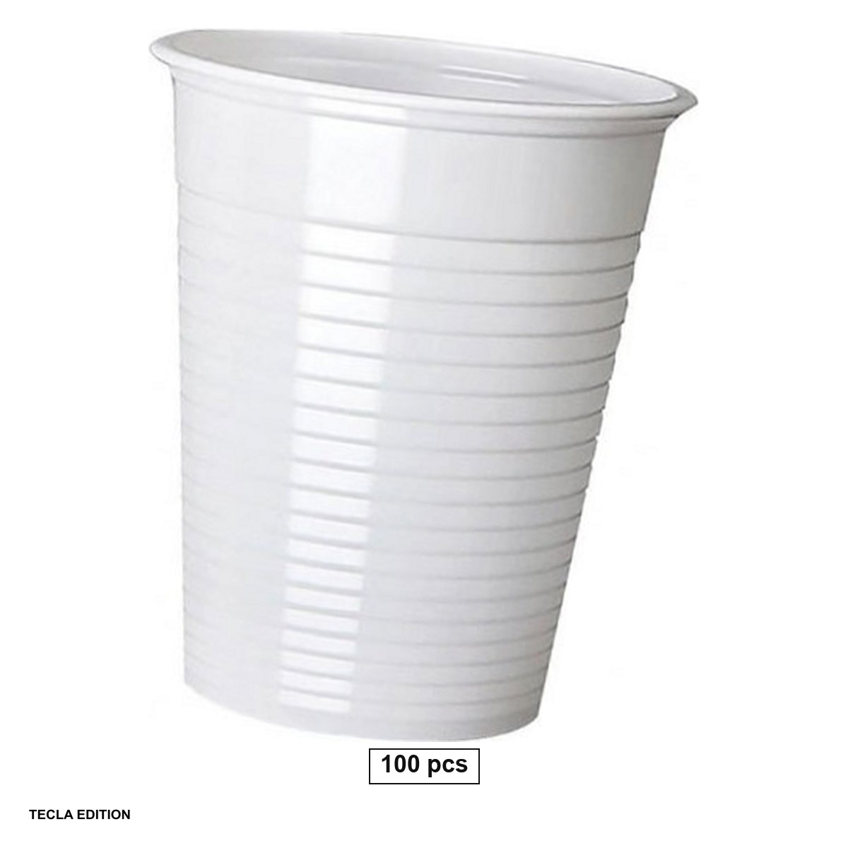 Vesela unica folosinta - Set 100 pahare din plastic, capacitate 200 ml, pentru bauturi reci, albe