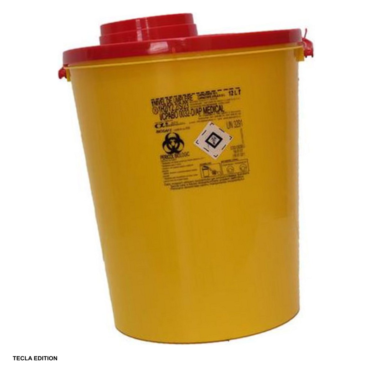 Cosuri de gunoi - Container pentru deseuri medicale intepatoare si taietoare 12 litri, din plastic rezistent la perforare, capac cu inchidere temporara si definitiva