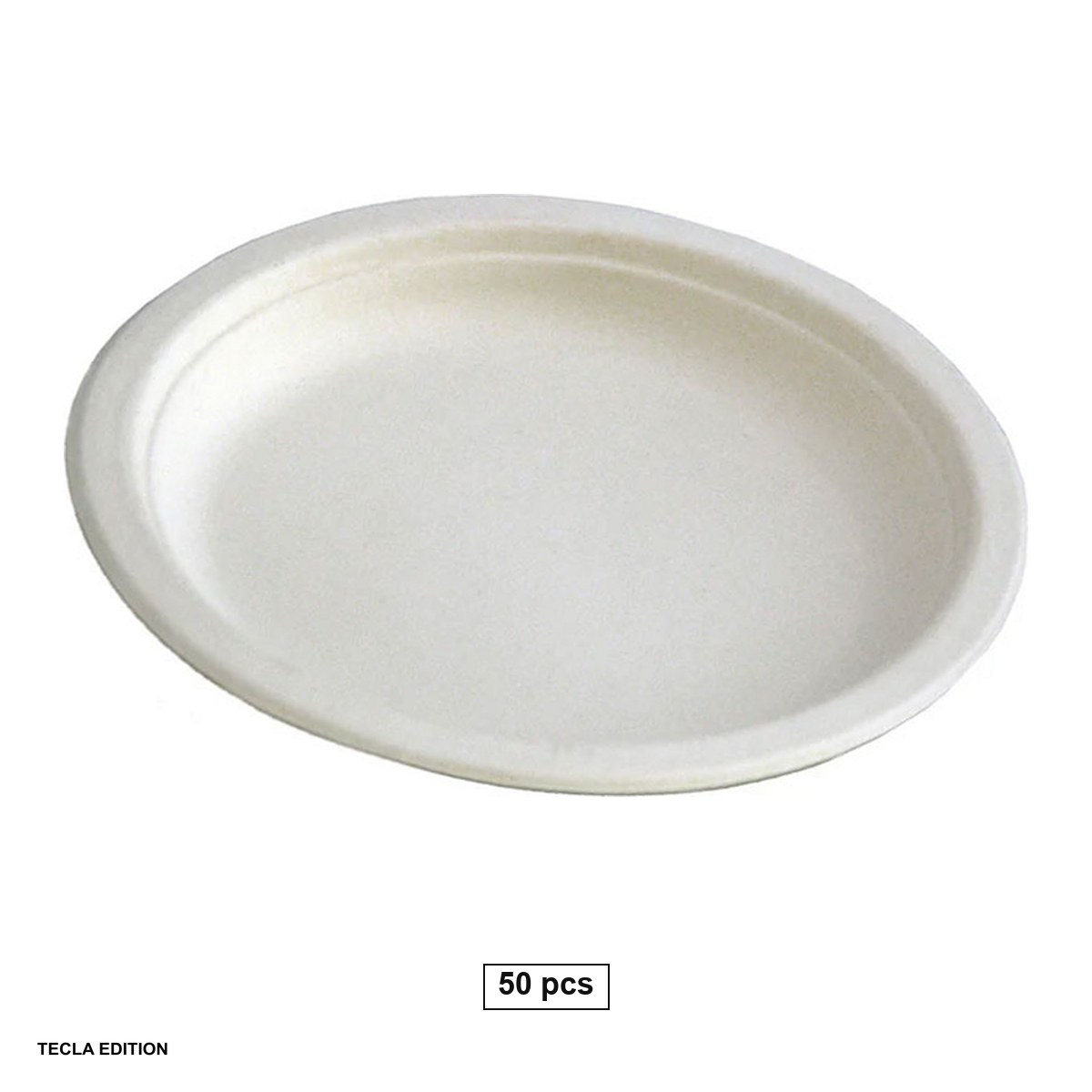 Vesela unica folosinta - Set 50 farfurii biodegradabile pentru uz alimentar, pentru microunde si congelator, rezistente la apa fierbinte si uleiuri, diametru 22.5 cm