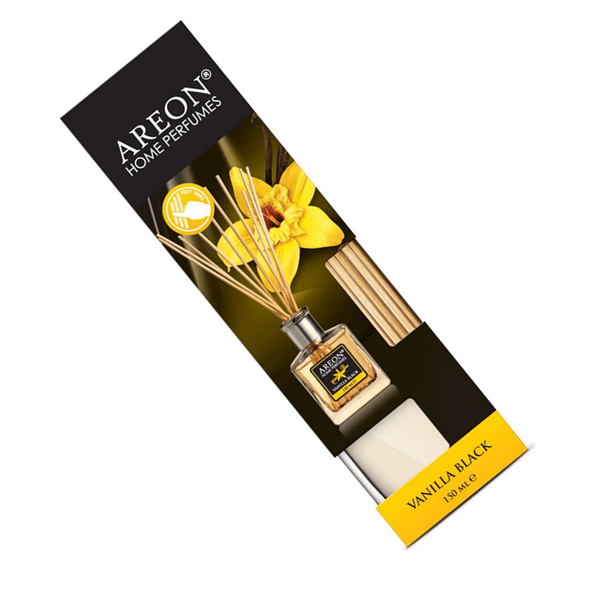 Odorizante camera - Odorizant de camera Areon Vanilla Black cu betisoare din ratan, 150 ml, difuzeaza parfumul treptat fara flacara sau curent, intensitate reglabila