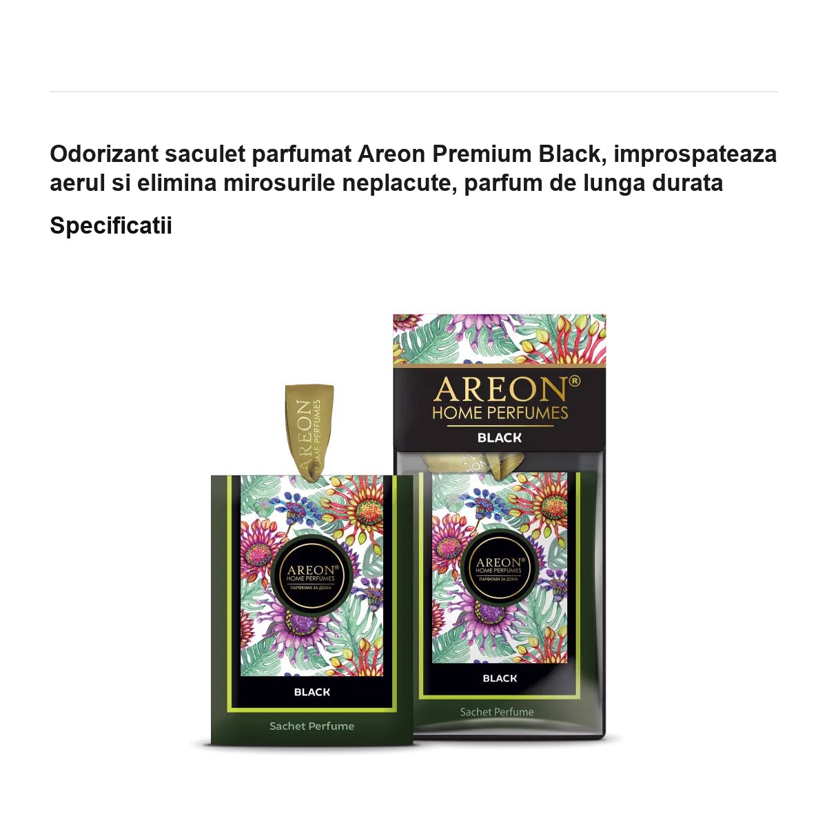 Odorizant saculet parfumat Areon Premium Black, improspateaza aerul si elimina mirosurile neplacute, parfum de lunga durata [2]