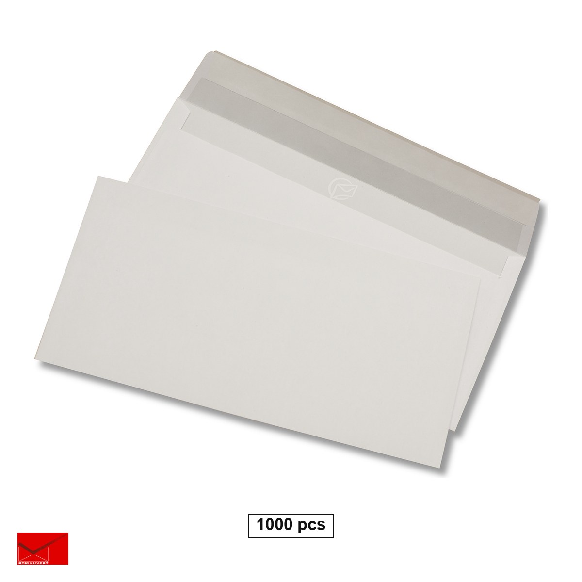 Birotica papetarie - Set 1000 plicuri DL Romkuvert, 110x220 mm, hartie alba 80 g/mp, cu banda siliconata, in cutie