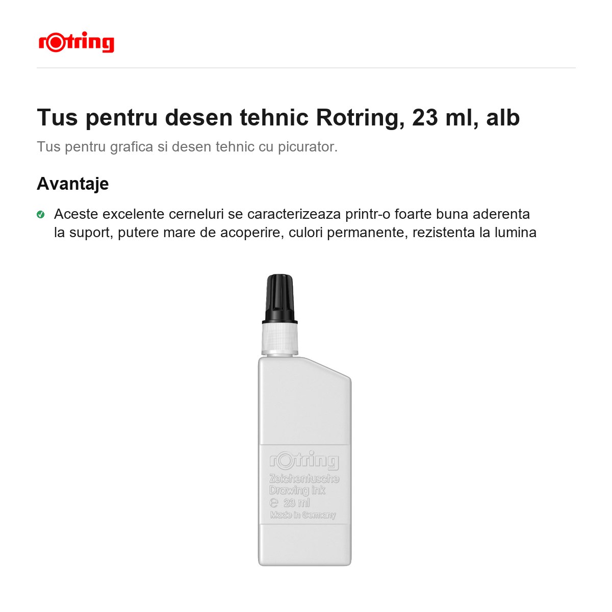 Tus pentru desen tehnic Rotring, 23 ml, alb [1]