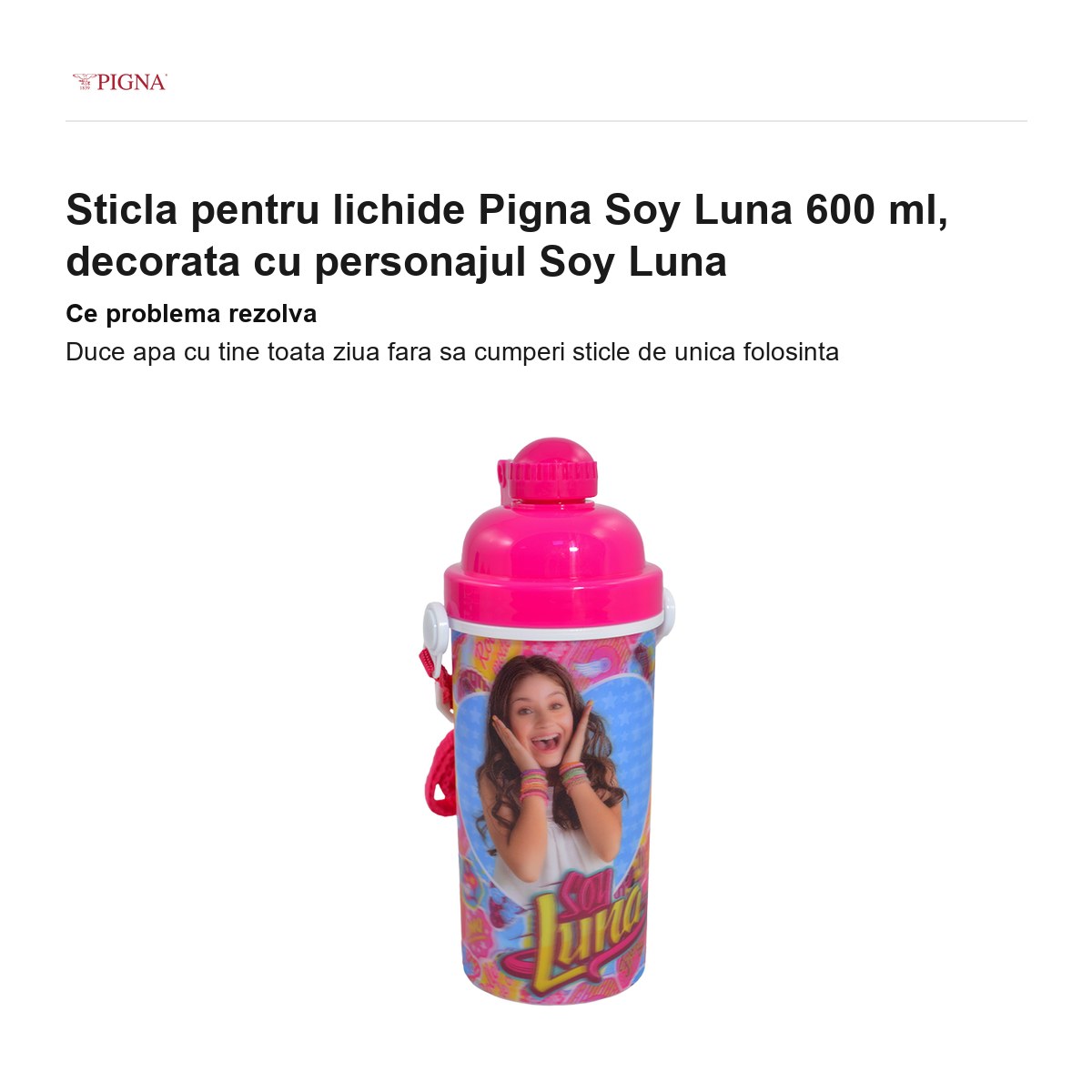 Sticla pentru lichide Pigna Soy Luna 600 ml, decorata cu personajul Soy Luna [1]