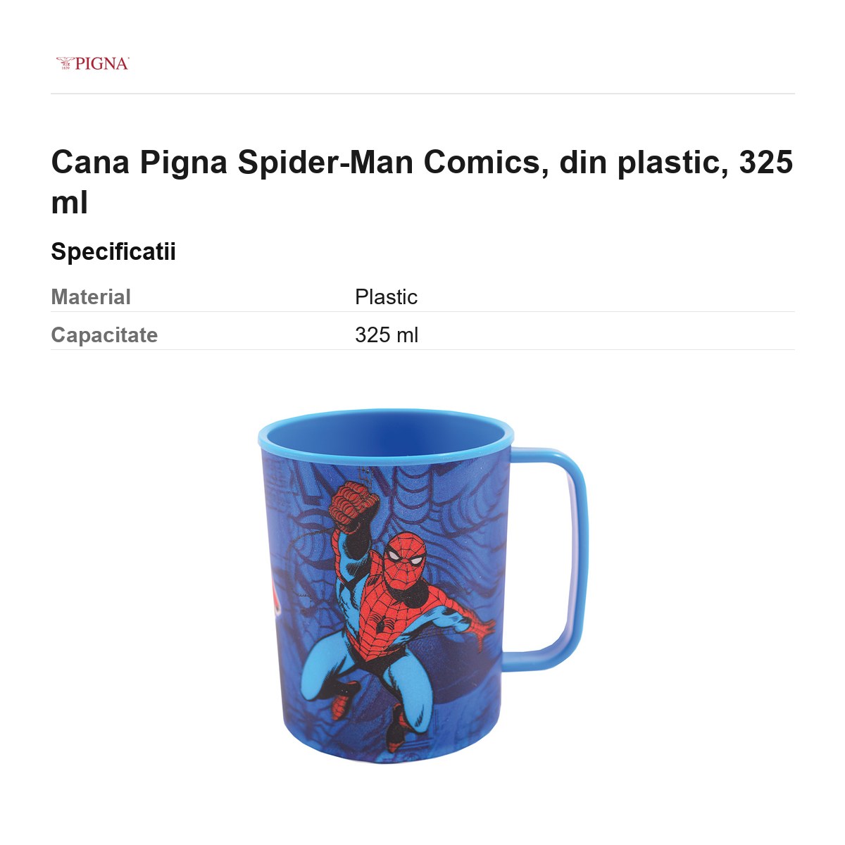 Cana Pigna Spider-Man Comics, din plastic, 325 ml [2]