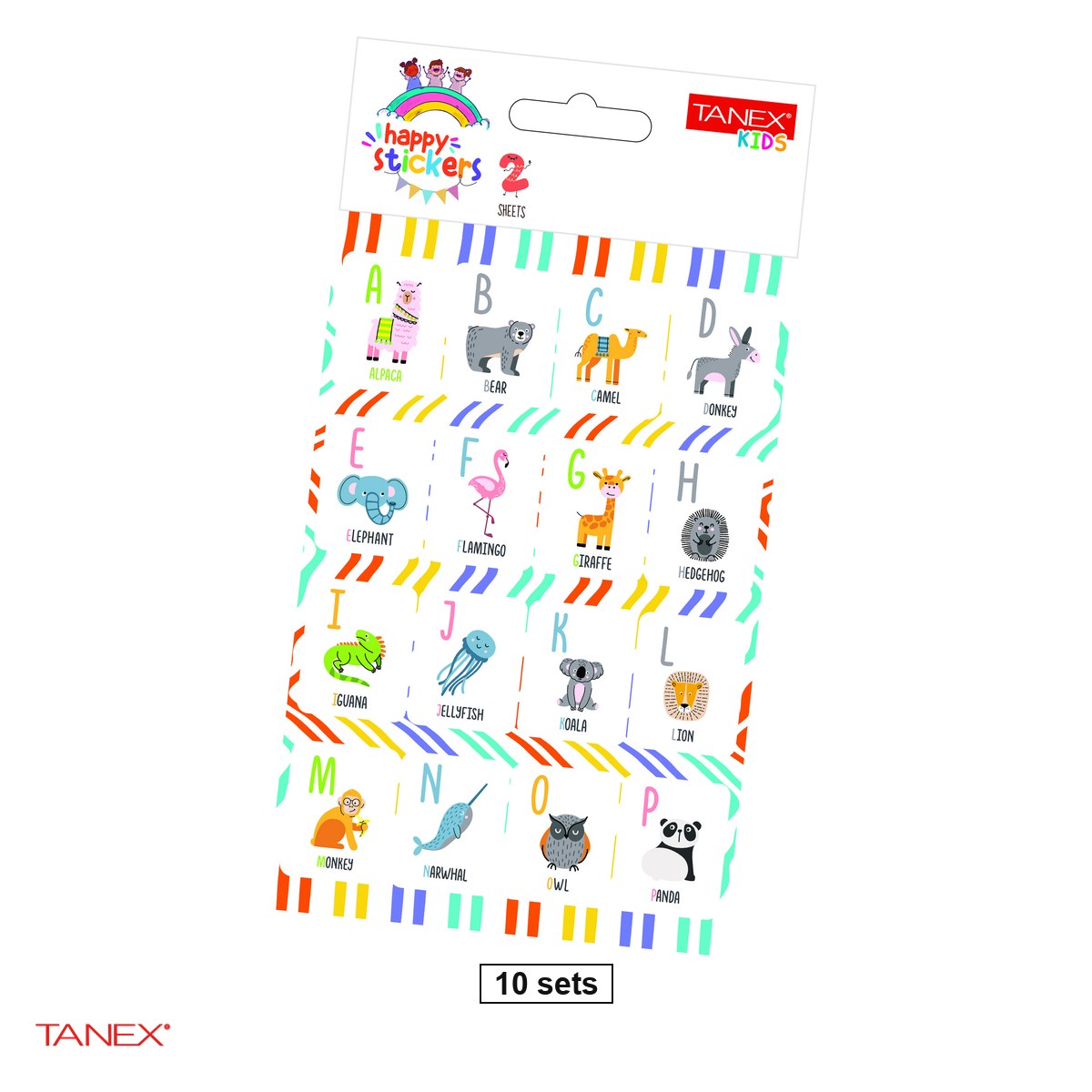 Stickere - Set 10 pachete cu cate 2 stickere TANEX Litere mari, MTC-103