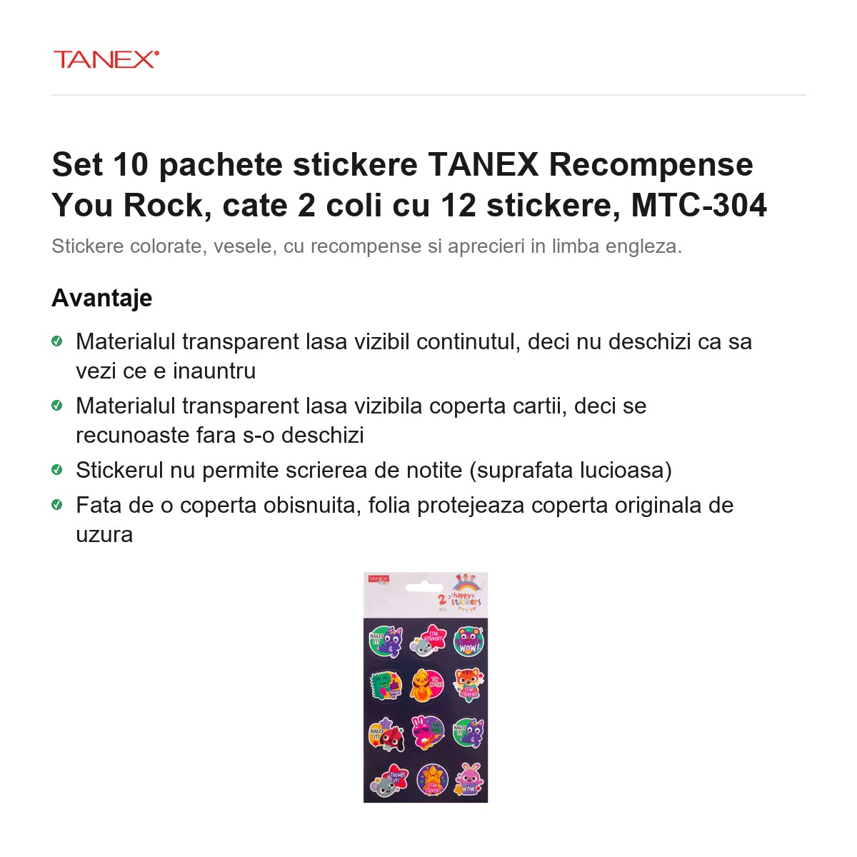 Set 10 pachete stickere TANEX Recompense You Rock, cate 2 coli cu 12 stickere, MTC-304 [1]