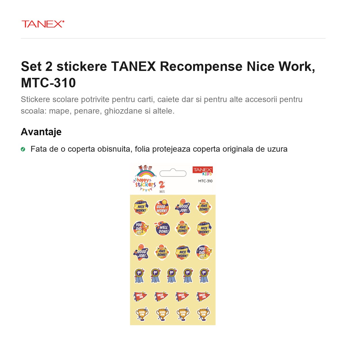Set 2 stickere TANEX Recompense Nice Work, MTC-310 [1]