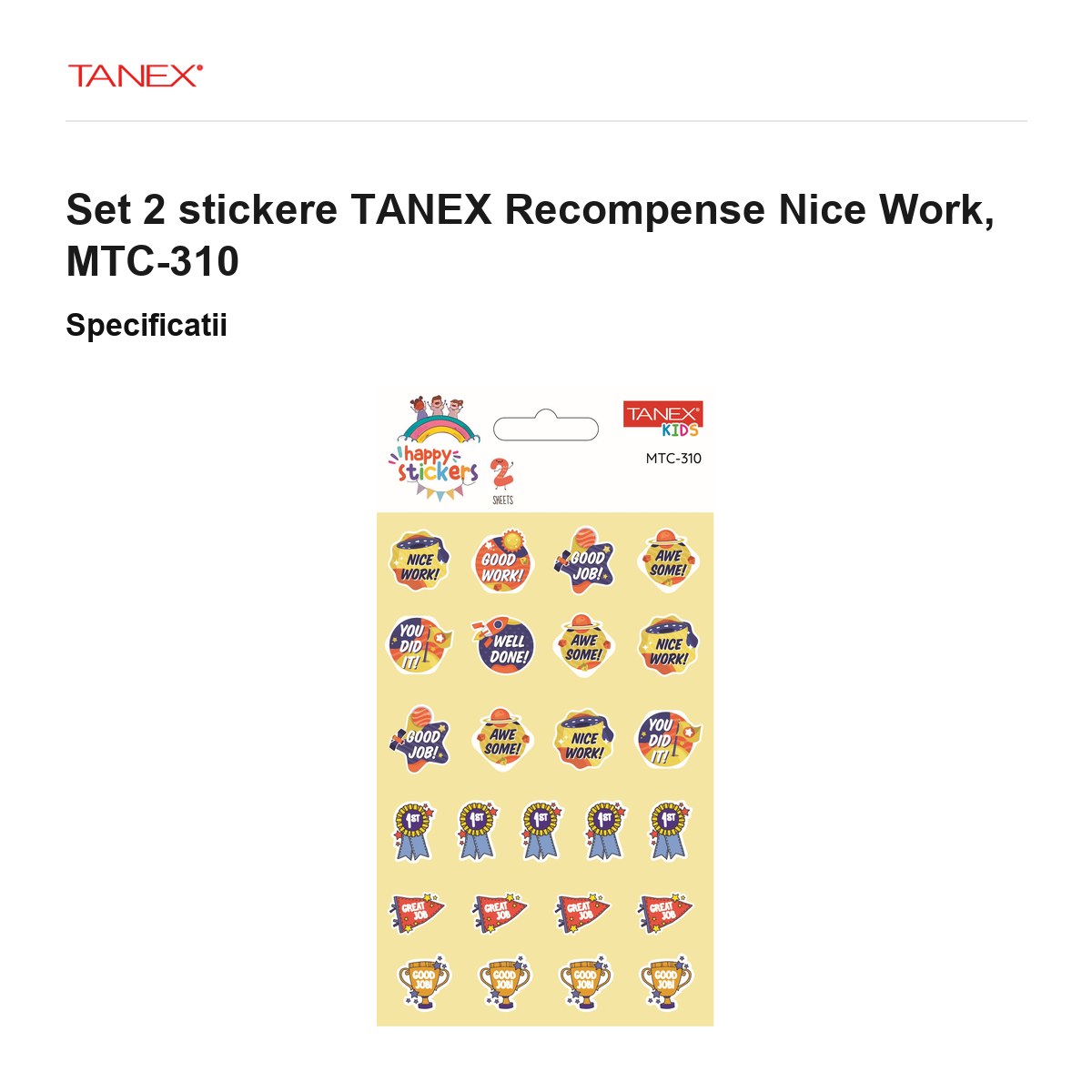 Set 2 stickere TANEX Recompense Nice Work, MTC-310 [2]
