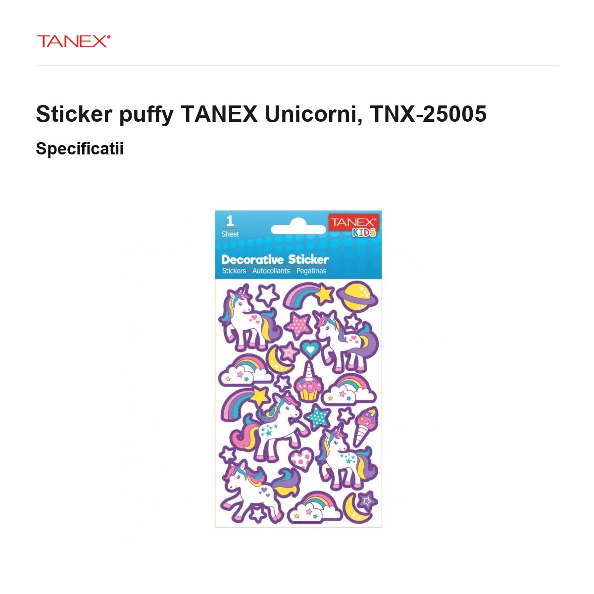 Sticker puffy TANEX Unicorni, TNX-25005 [2]