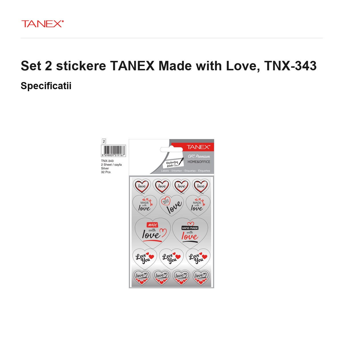 Set 2 stickere TANEX Made with Love, TNX-343 [2]