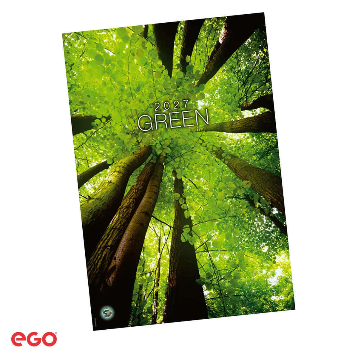 Birotica papetarie - Calendar de perete Ego Green, 13 file, 31.4x46 cm, cu spira metalica