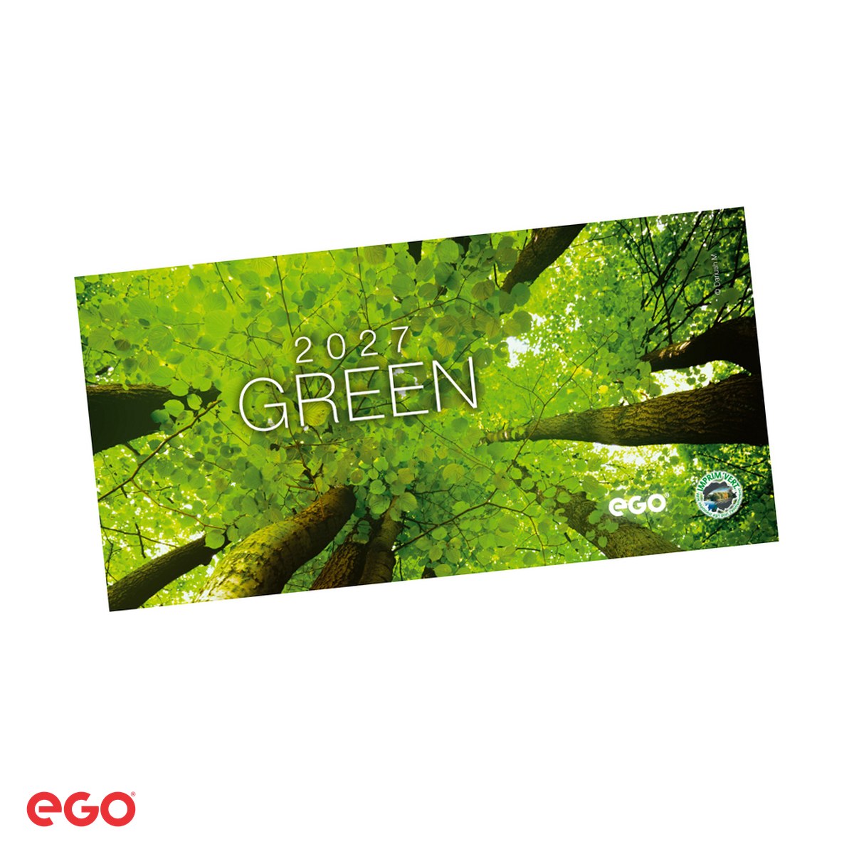 Calendare - Calendar de birou Ego Green, 13 file, 20x10 cm, cu spira metalica