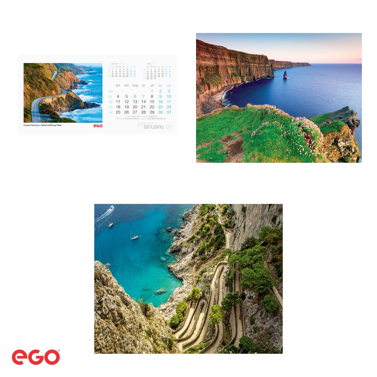 Calendar de birou Ego Tarmuri, 13 file, 20x10 cm, cu spira metalica [3]