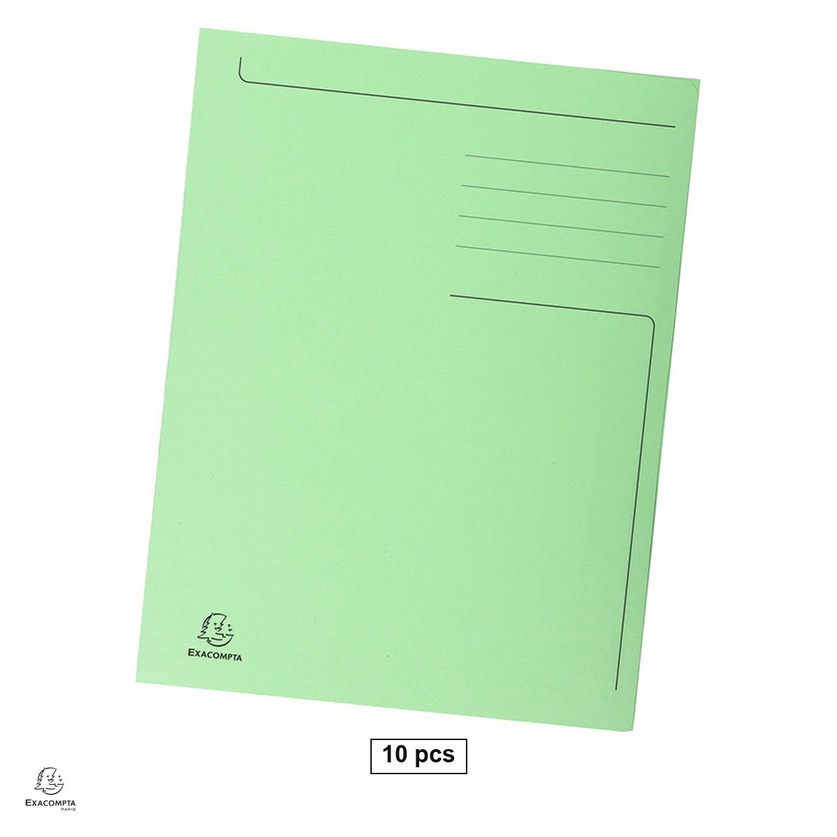 Birotica papetarie - Set 10 dosare Exacompta A4, din carton, plic, 250 g/mp, verde, 240x320 mm