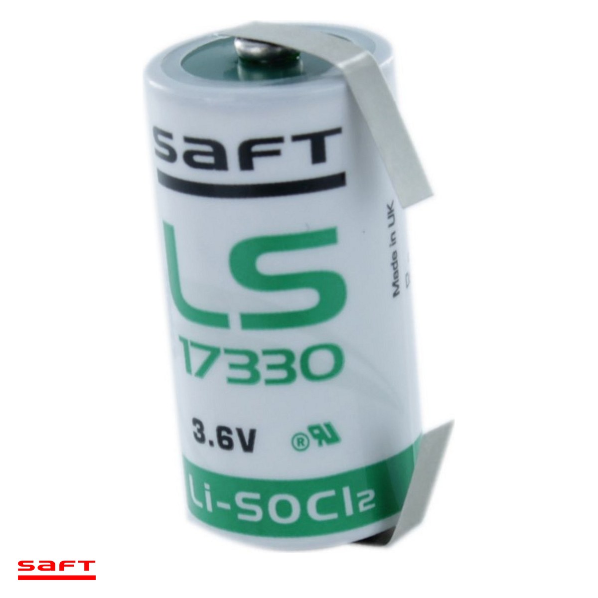 Baterii Litiu - Baterie litiu Saft LS 17330 CNR 2/3 A, 3.6 V, 2100 mAh, Li-SOCl2, 16.5 x 33.4 mm, cu lamele radiale de lipit (CNR), bulk