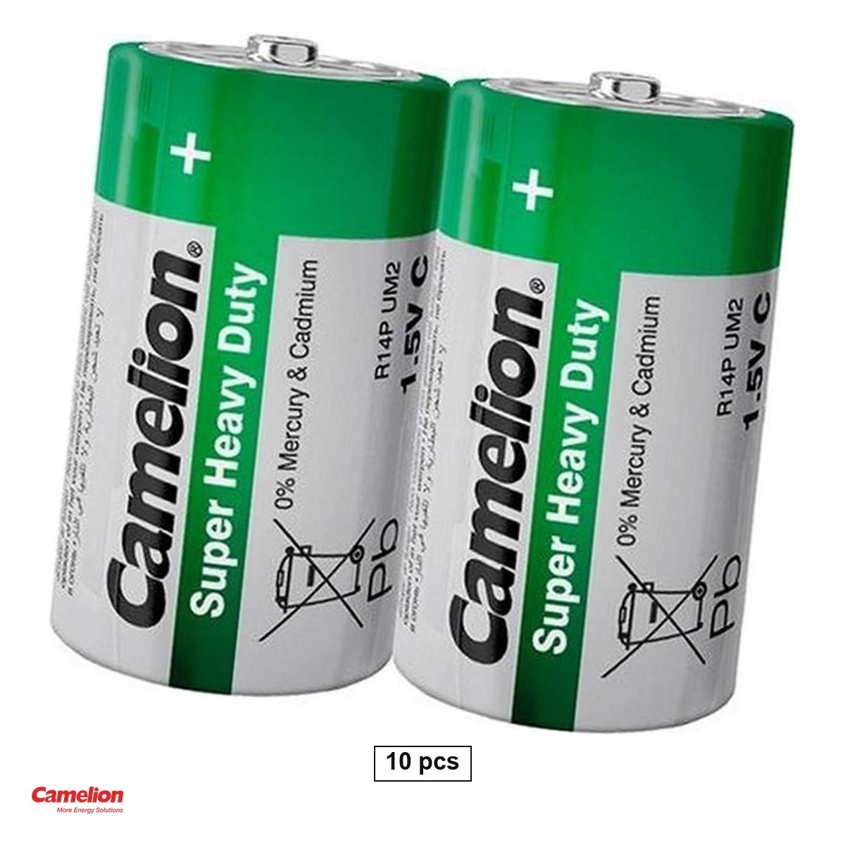 Baterii Heavy Duty R14 - Set 10 baterii zinc carbon Camelion Super Heavy Duty C R14, 1.5 V, 26.2 x 50 mm, bulk, 5 pachete a cate 2 bucati