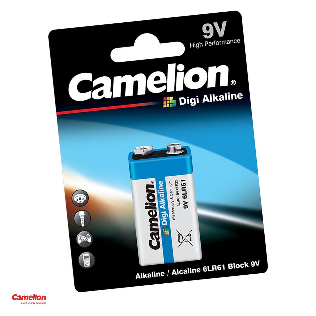 Baterii Alcaline 6LR61 9V - Baterie alcalina Camelion Digi 9V 6LR61, 9 V, 48.5 x 26.5 x 17.5 mm, in blister