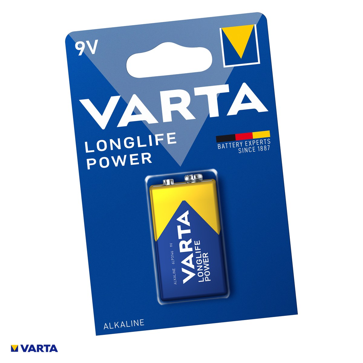 Baterii Alcaline 6LR61 9V - Baterie alcalina VARTA 9V 6LR61, 9 V, 48.5 x 26.5 x 17.5 mm, in blister