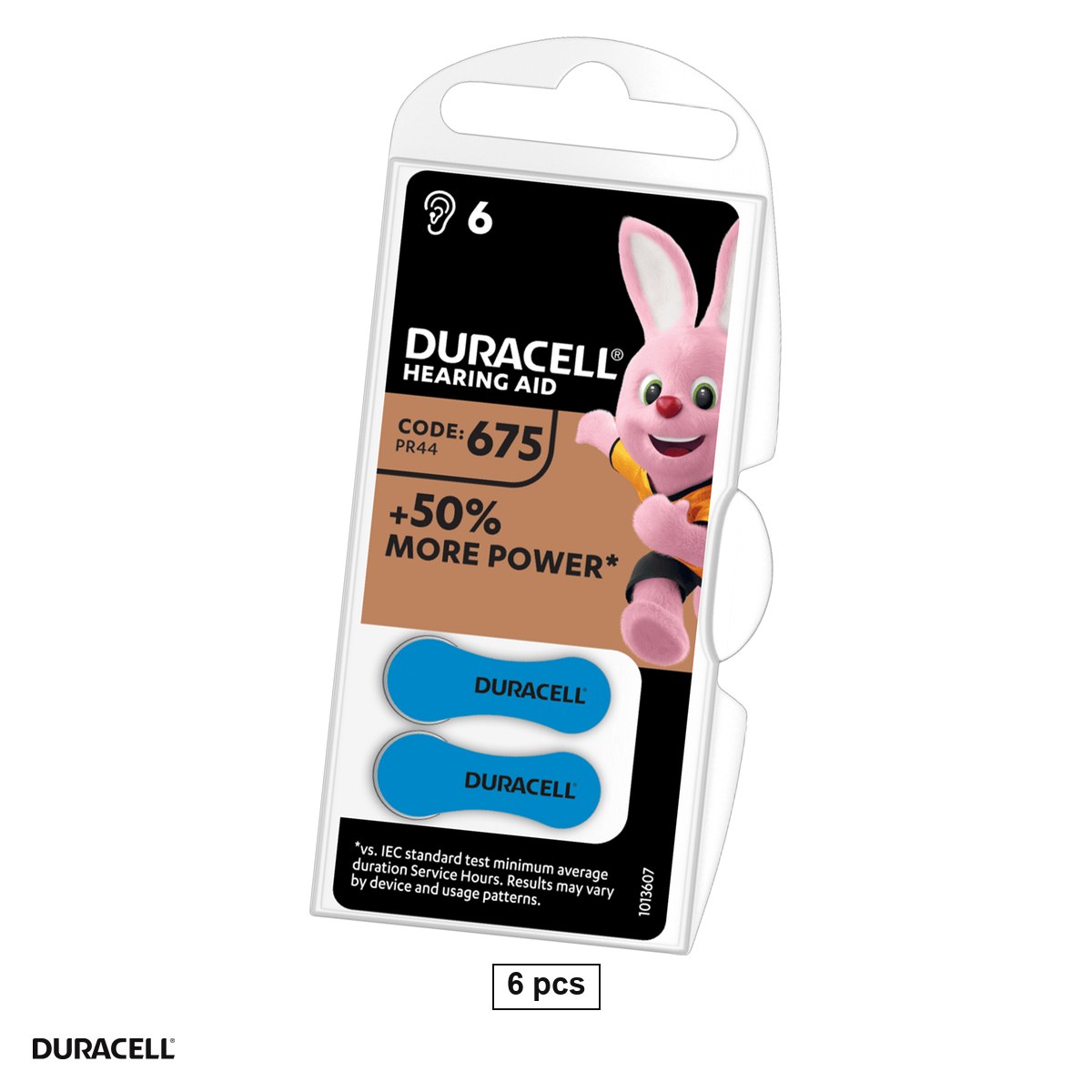 Baterii aparate auditive - Set 6 baterii zinc aer pentru aparate auditive Duracell 675 PR44, 1.4 V, 605 mAh, 11.6 x 5.4 mm, in blister