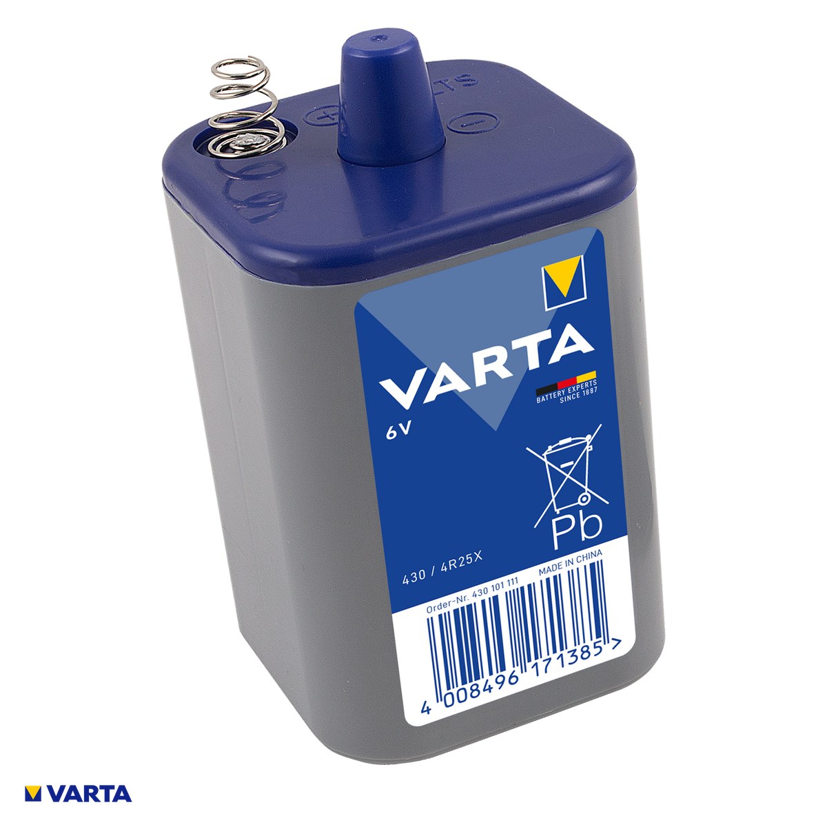 Baterii 4R25 6V - Baterie zinc carbon VARTA Professional 430 4R25X, 6 V, zinc clorura, baterie de lanterna cu contacte tip arc, 67 x 67 x 115 mm, bulk
