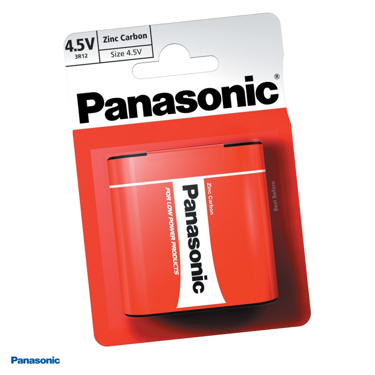 Baterii Heavy Duty 3R12 4.5V - Baterie zinc carbon Panasonic Red Zinc 3R12RZ, 4.5 V, 1300 mAh, zinc clorura, baterie plata cu lamele, 62 x 22 x 67 mm, in blister