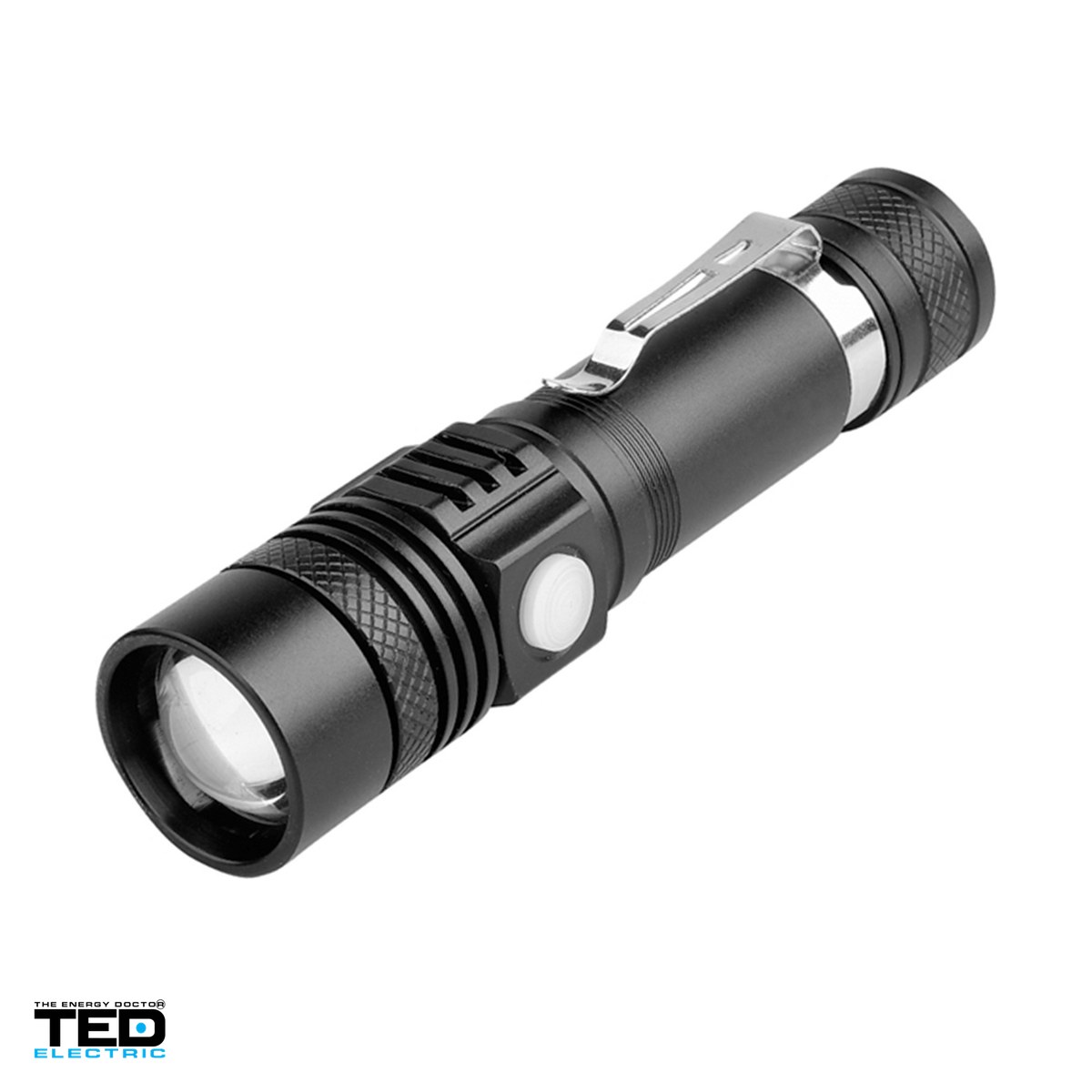 Lanterne - Lanterna TED Electric FL-95 TED003874, carcasa metalica, LED, zoom, 1 acumulator 18650 inclus, incarcator 220 V si cablu micro USB