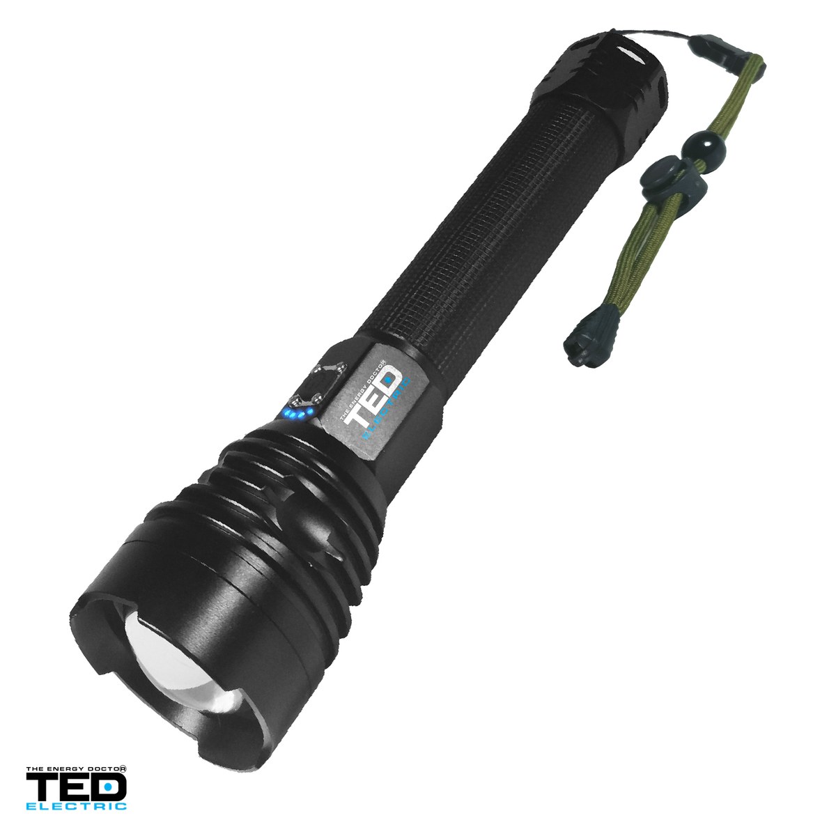 Lanterne - Lanterna TED Electric TL-8196 TED002051, LED 15 W, 1800 lm, zoom, IP65, 2 acumulatori 18650 inclusi
