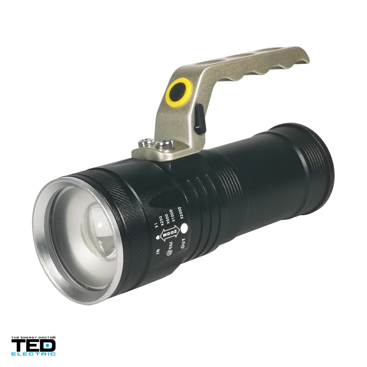 Lanterne - Lanterna de patrula TED Electric HL-L2-04 TED003744, LED 10 W, 500 lm, zoom, IP65, 3 acumulatori 18650 inclusi