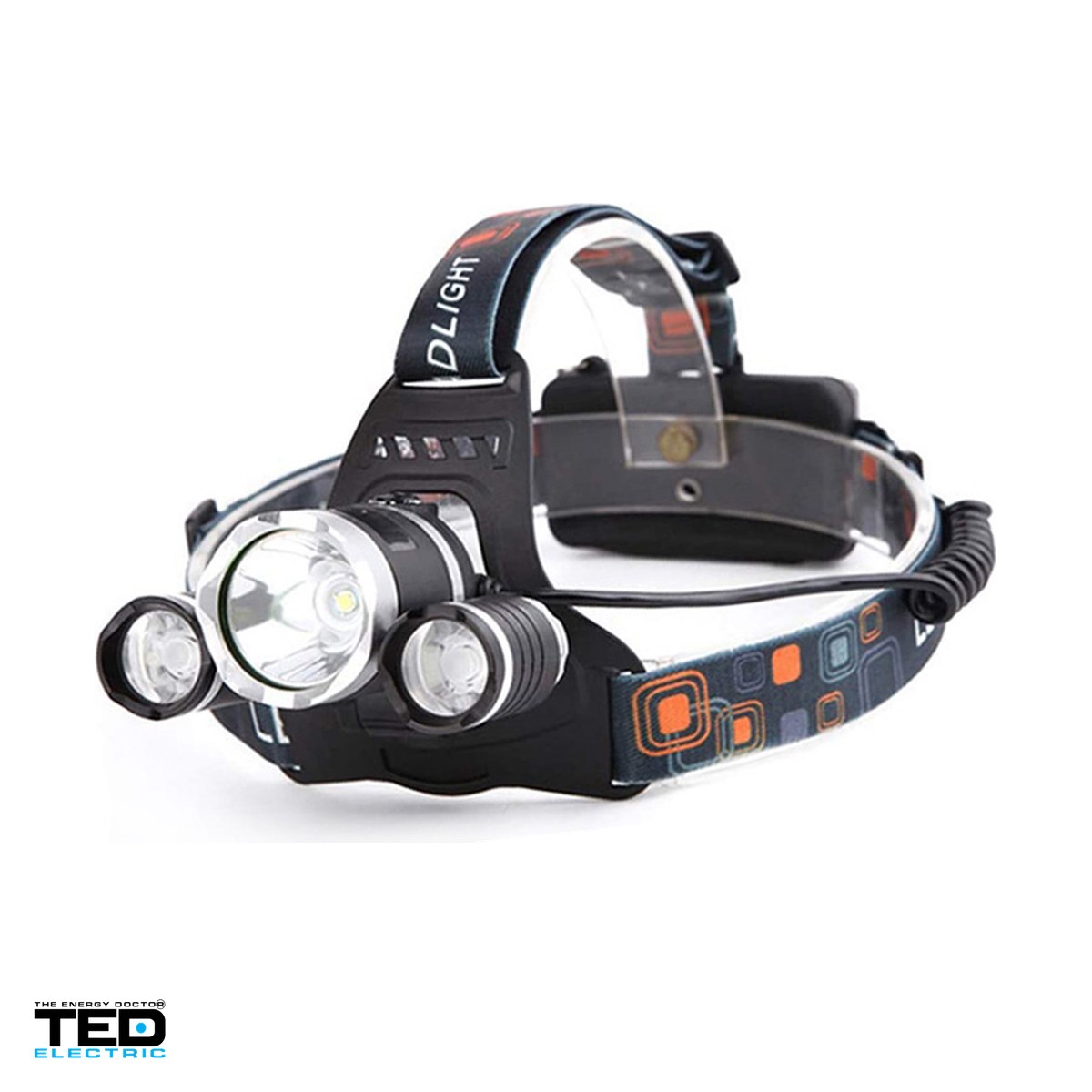 Lanterne - Lanterna frontala TED Electric TL-7054 TED002099, 3 LED-uri XM-L T6, 16 W, 590 lm, 2 acumulatori 18650 inclusi